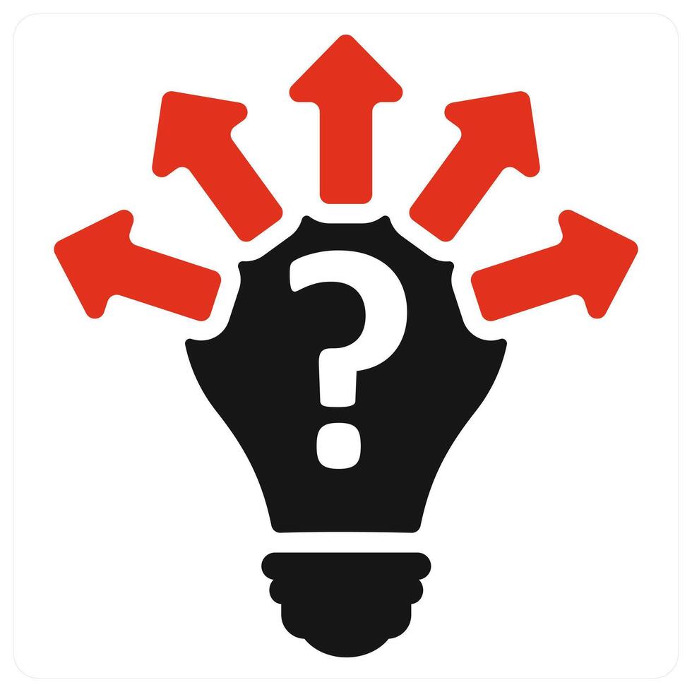 Uncertainty icon concept in red color vector