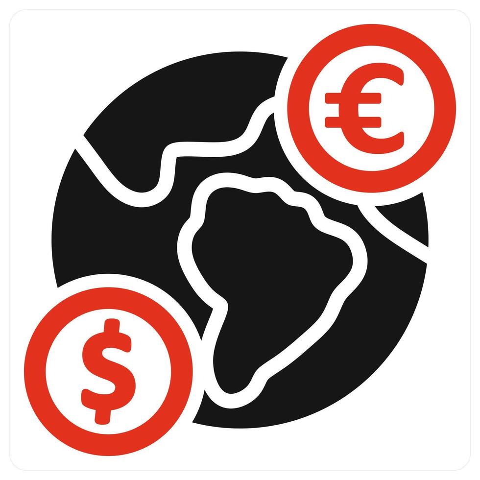 Global Currency icon concept in red color vector