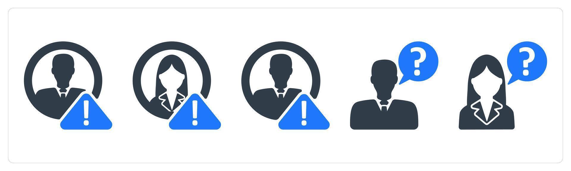 A set of 5 business icons as account alert, ask question, user vector
