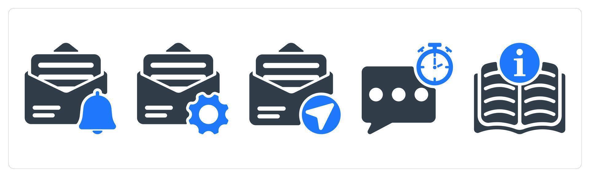 A set of 5 business icons as mail notification, message setting, sending mail vector