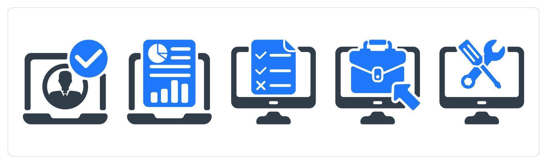A set of 5 business icons as account verify, online report, online test vector