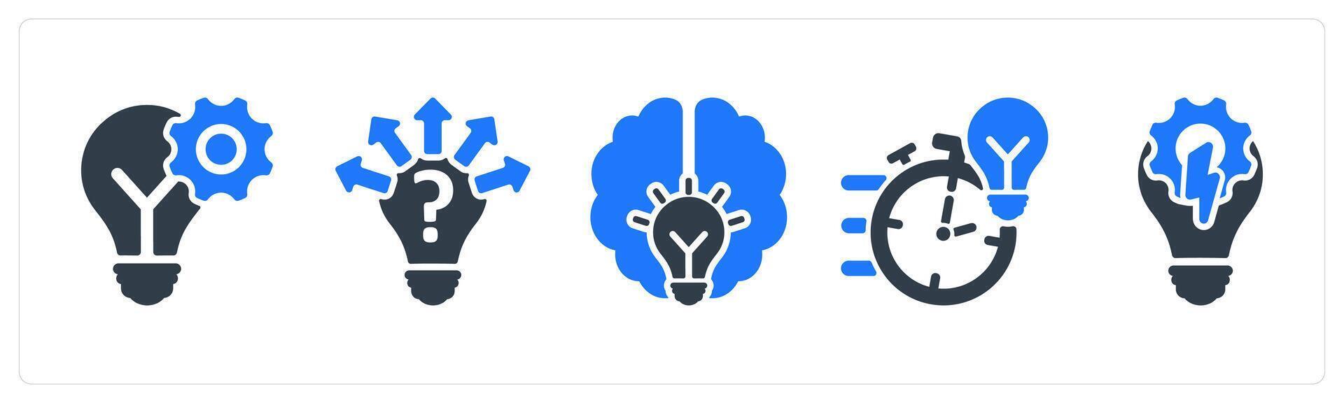 A set of 5 business icons as idea development, uncertanity, idea vector
