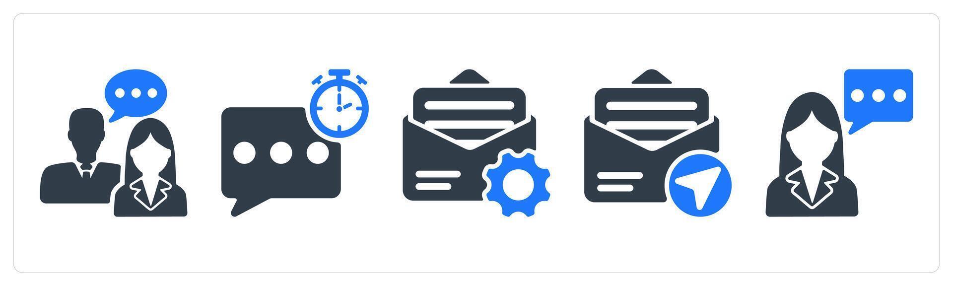 A set of 5 business icons as business communication, quick response, message setting vector