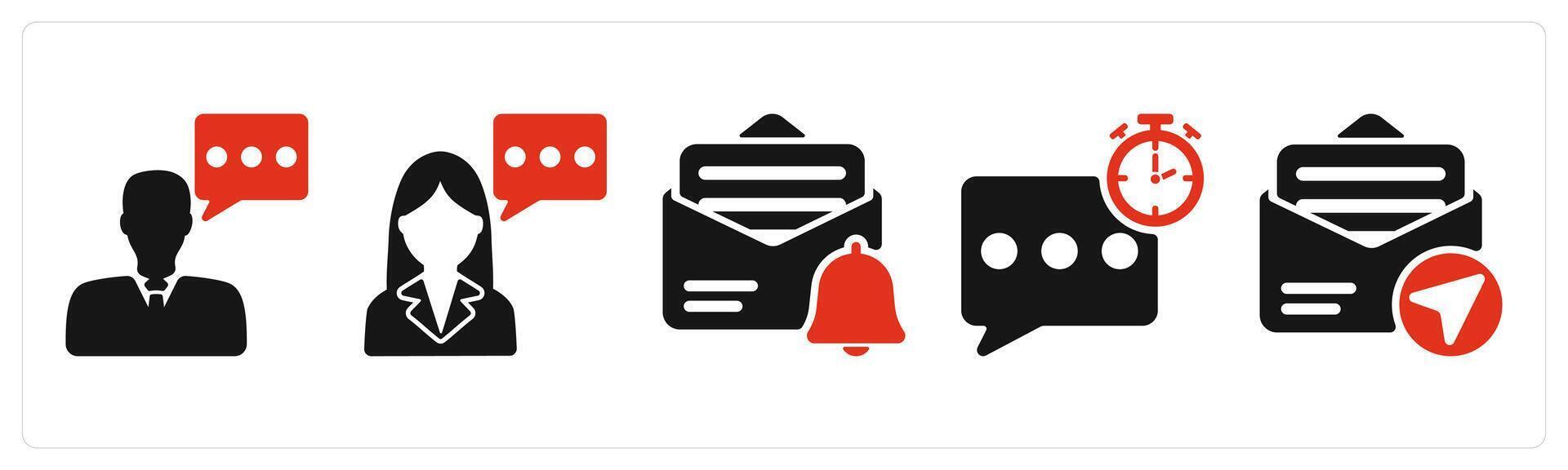 five business icons as consultant, mail notification, quick response vector
