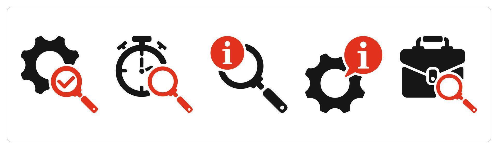 five business icons as correction, history search, search info vector