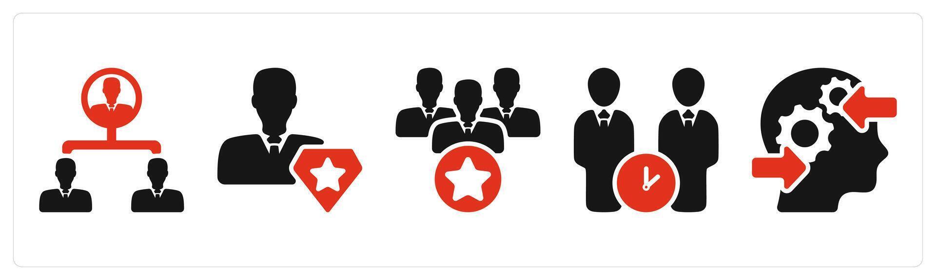 five business icons as business hierarchy, pro member, leadership vector