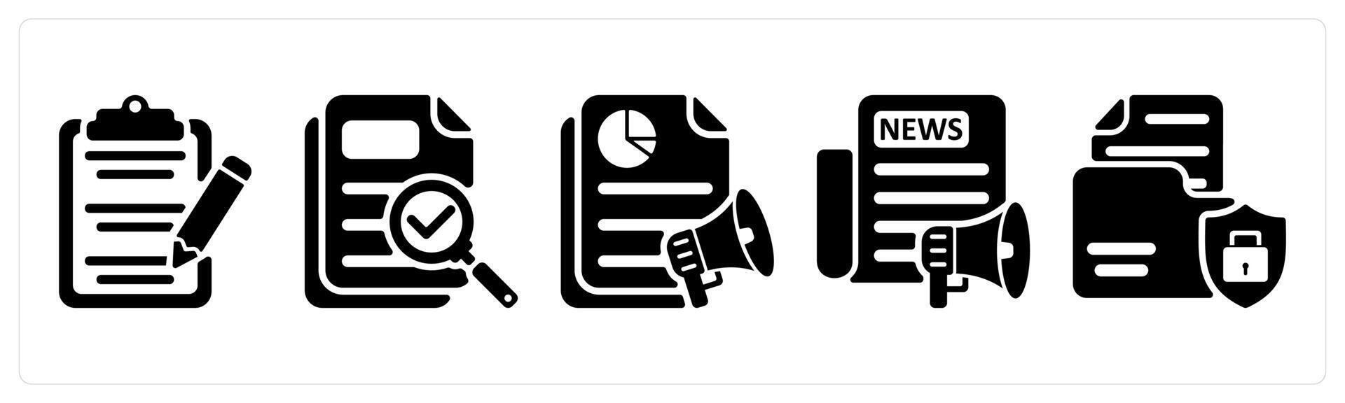 Set of 5 seo icons as content editing, proofreading, advertising report vector