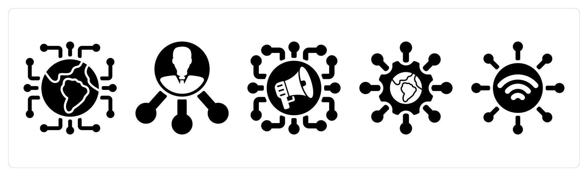 Set of 5 seo icons as connectivity, affiliate, social campaign vector
