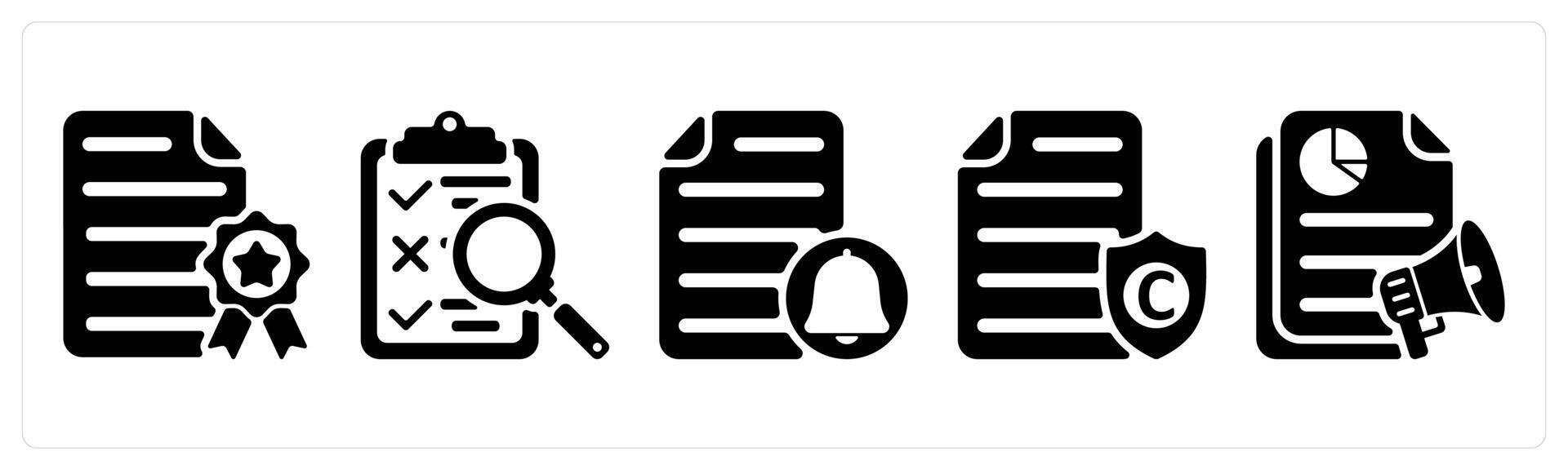 Set of 5 seo icons as seo certificate, assessment, file notification vector