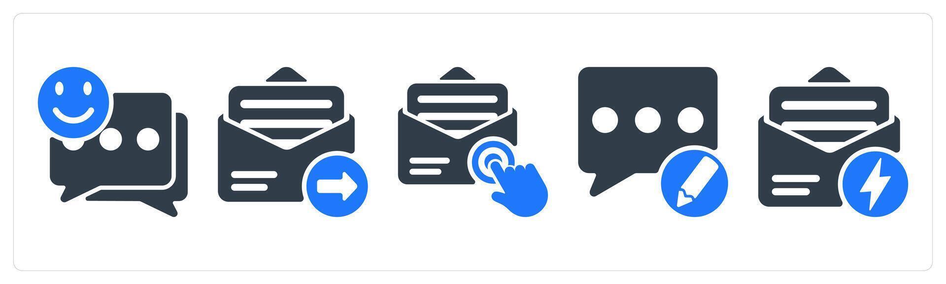 A set of 5 seo icons as smile feedback, email send, email supscription vector