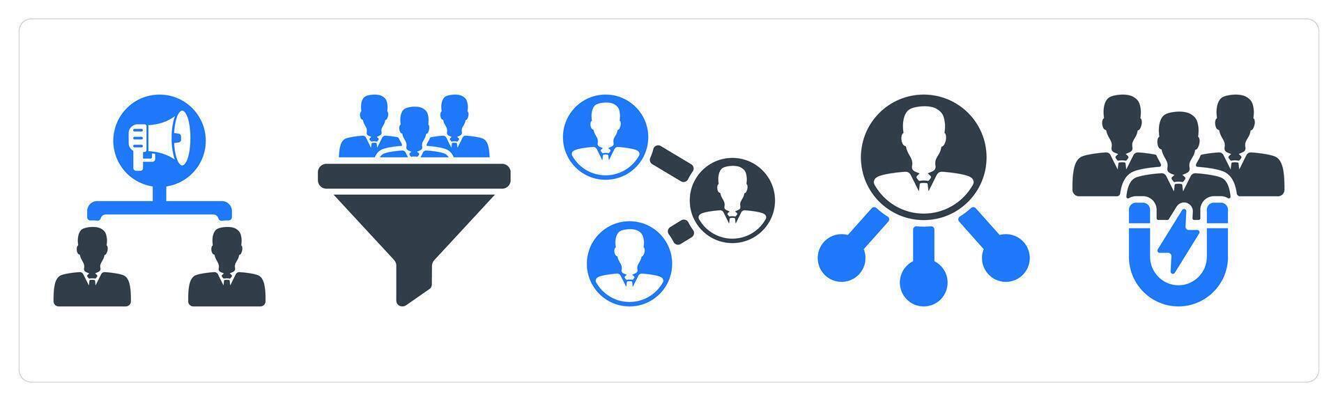 A set of 5 seo icons as viral marketing, conversion rate, business connectivity vector