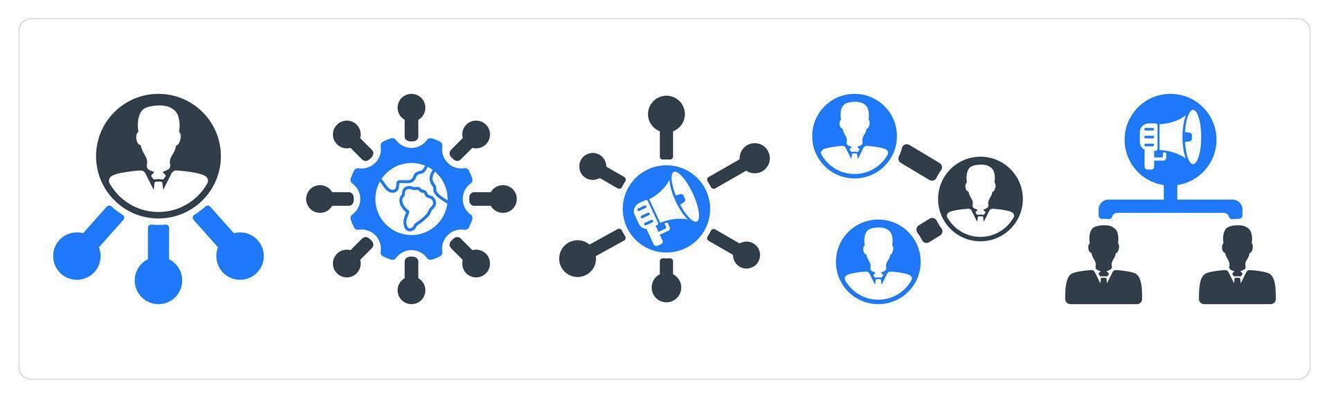 A set of 5 seo icons as affiliate, global technology, marketing network vector