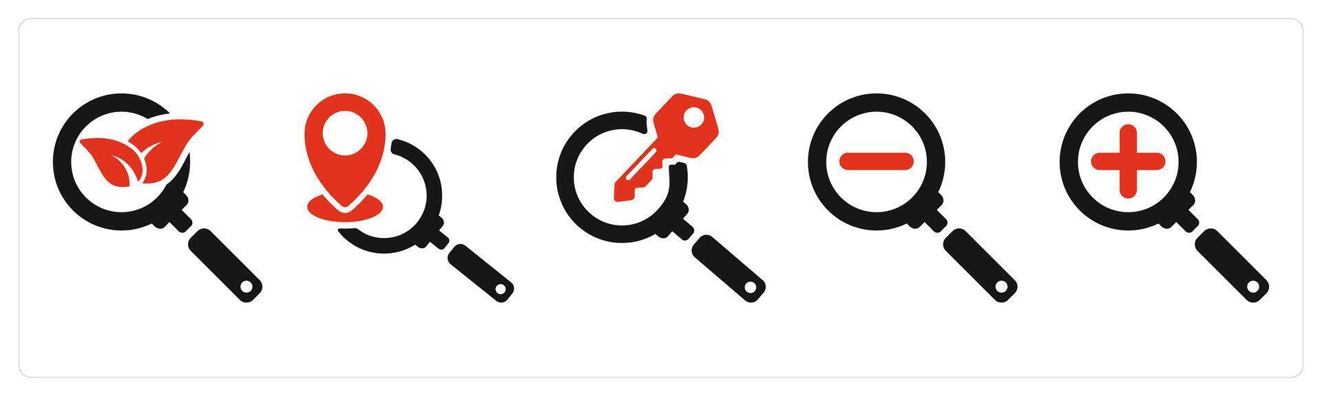 five seo icons as organic search, local seo, search keyword vector