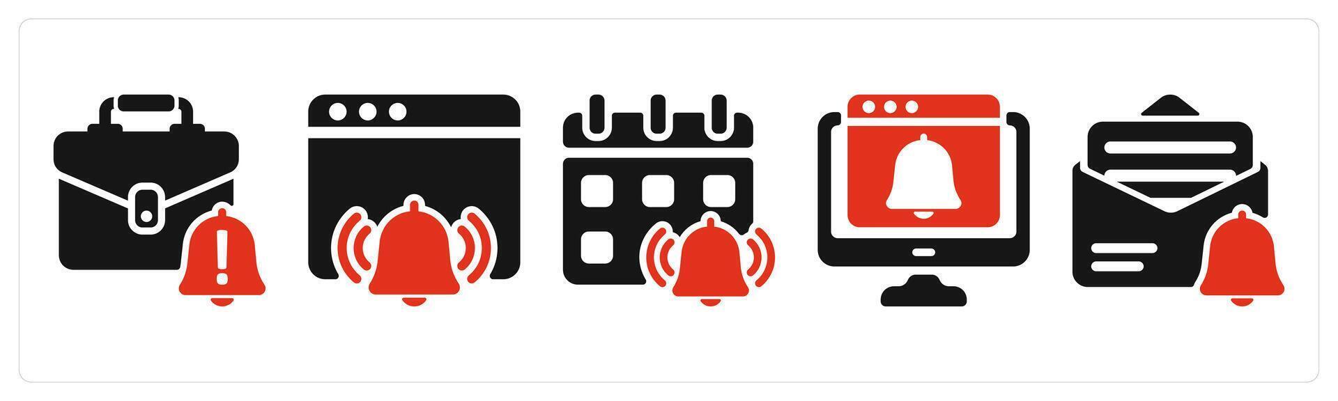 five seo icons as business alert, seo notification, reminder vector