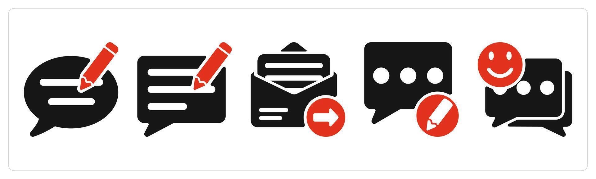 five seo icons as feedback writing, blog, email send vector