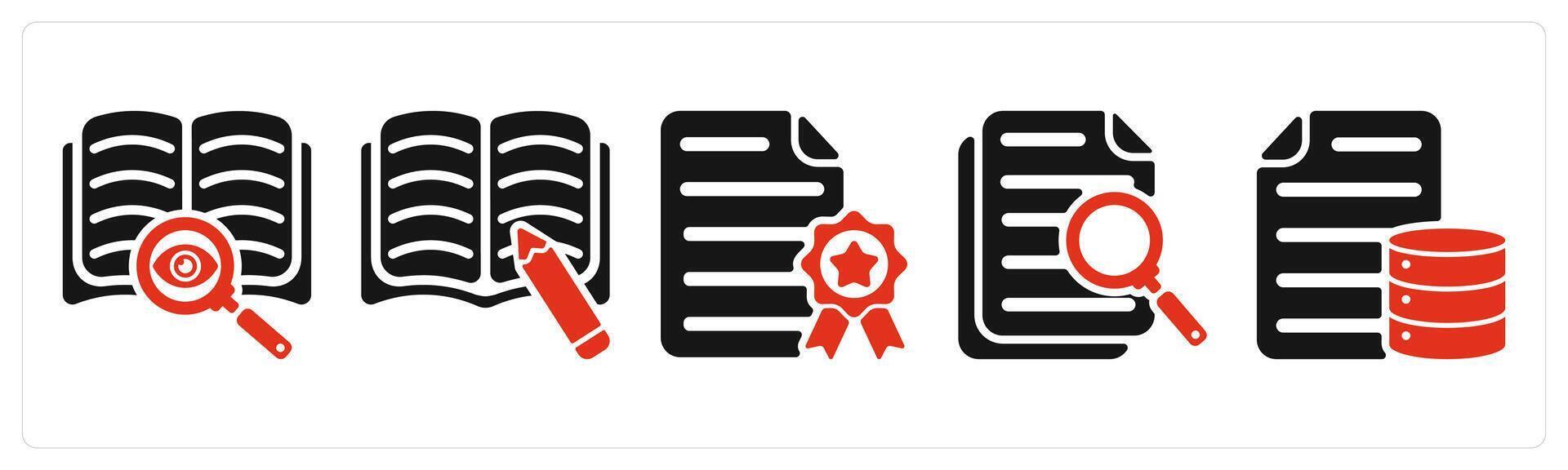 five seo icons as find content, article writing, seo certificate vector