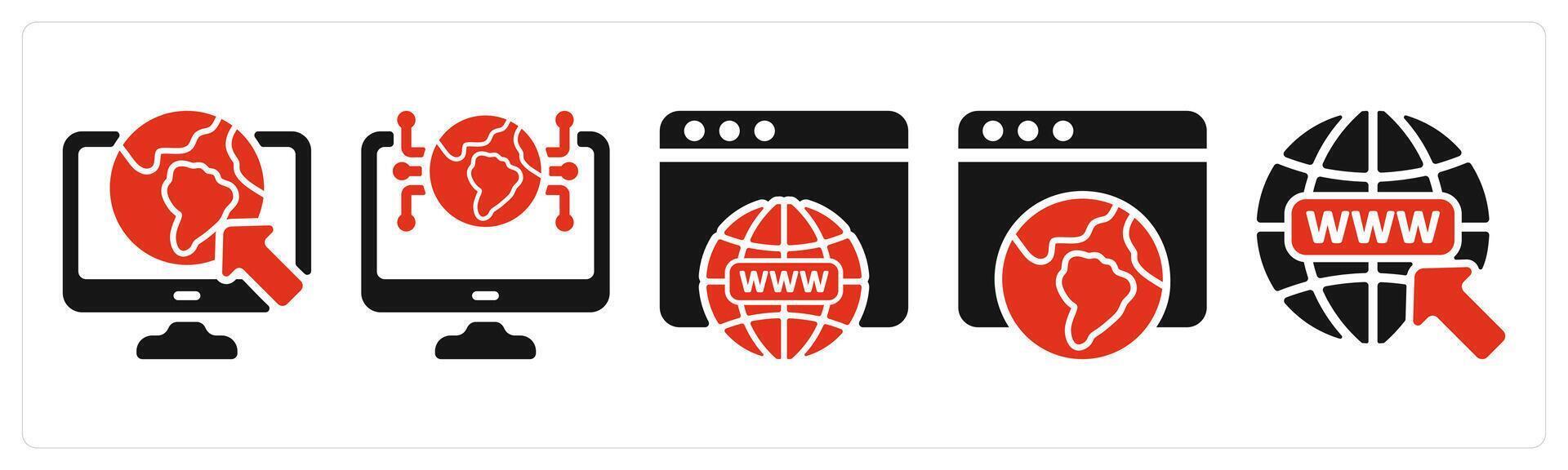 five seo icons as internet browsing, internet connectivity, web domain vector