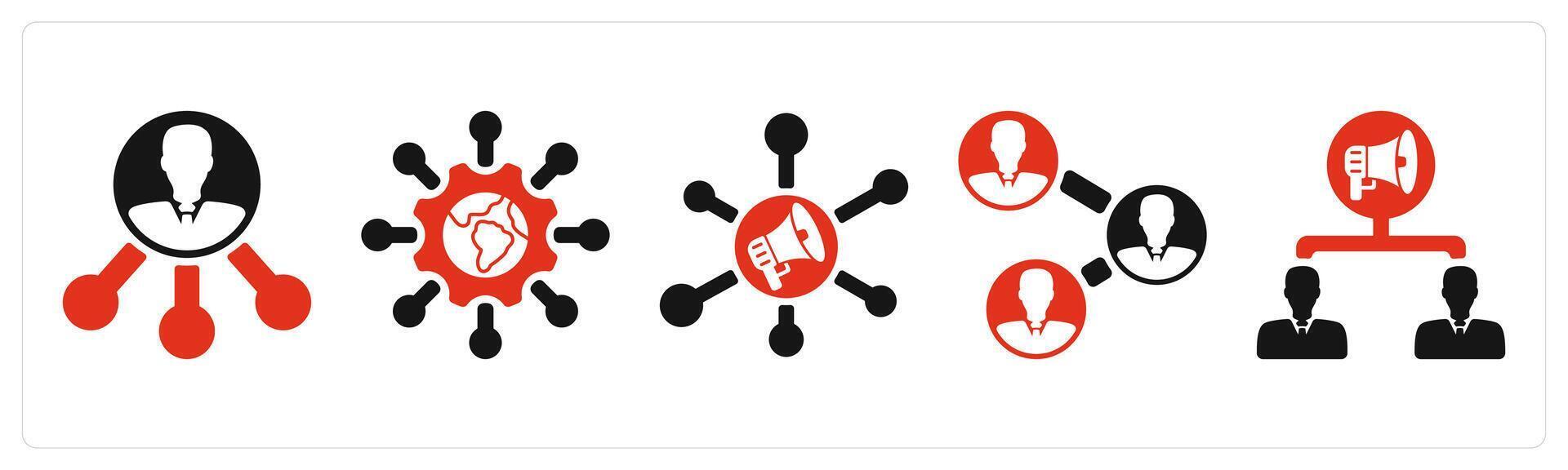 five seo icons as affiliate, global technology, marketing network vector