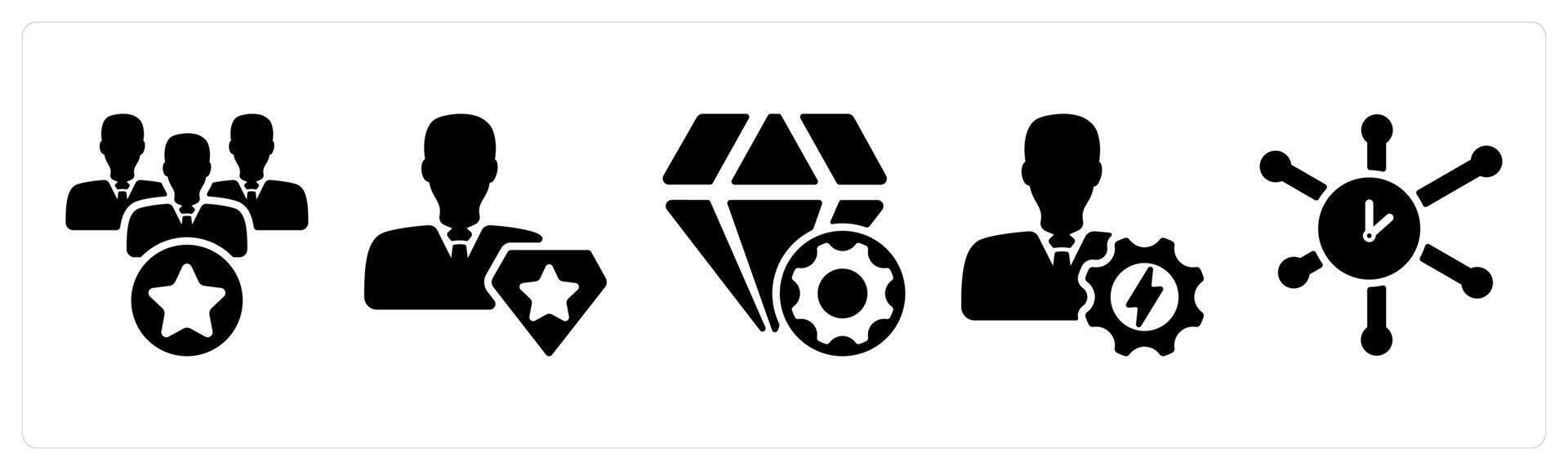 Set of 5 business icons as leadership, pro member, premium service vector