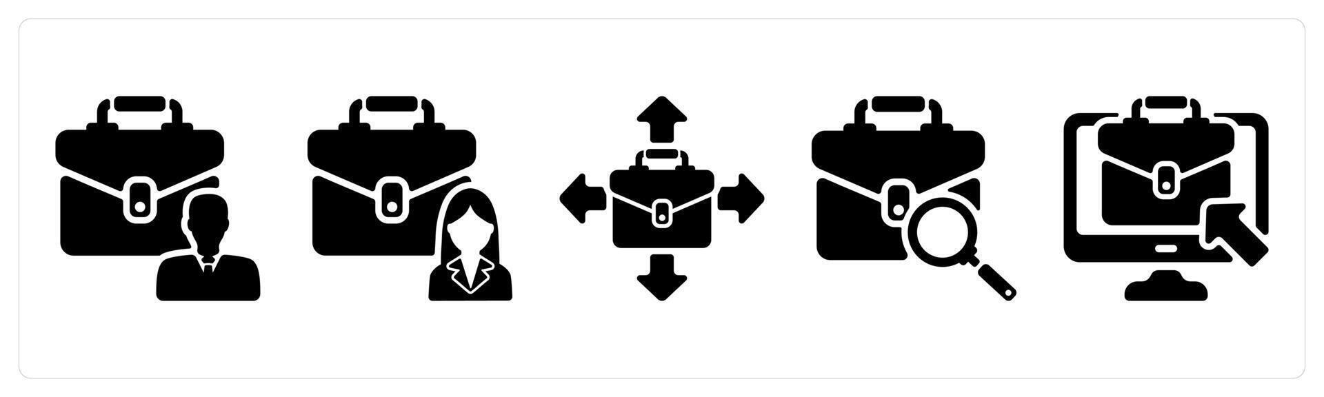 Set of 5 business icons as employability, business oppurtunity, looking job vector