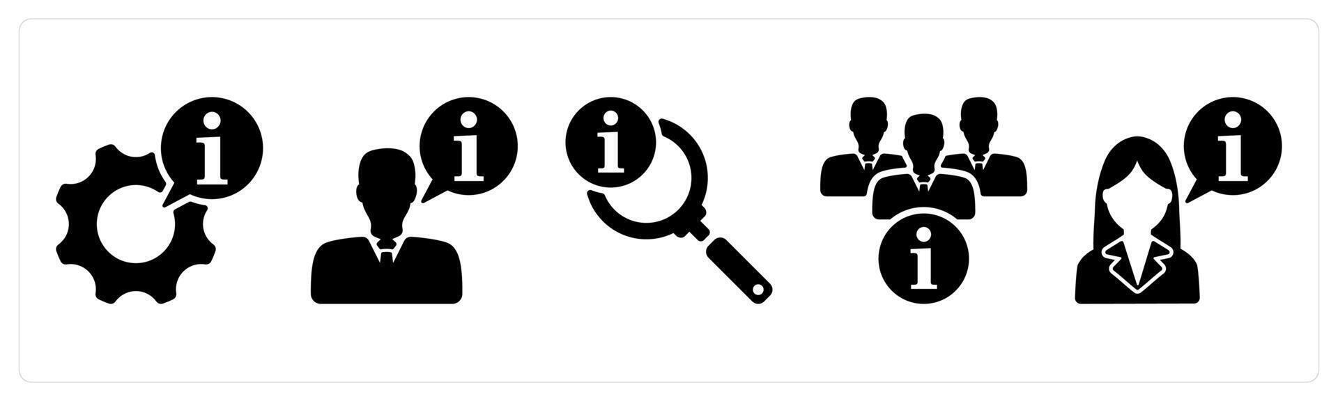 Set of 5 business icons as info setting, business instruction, search info vector