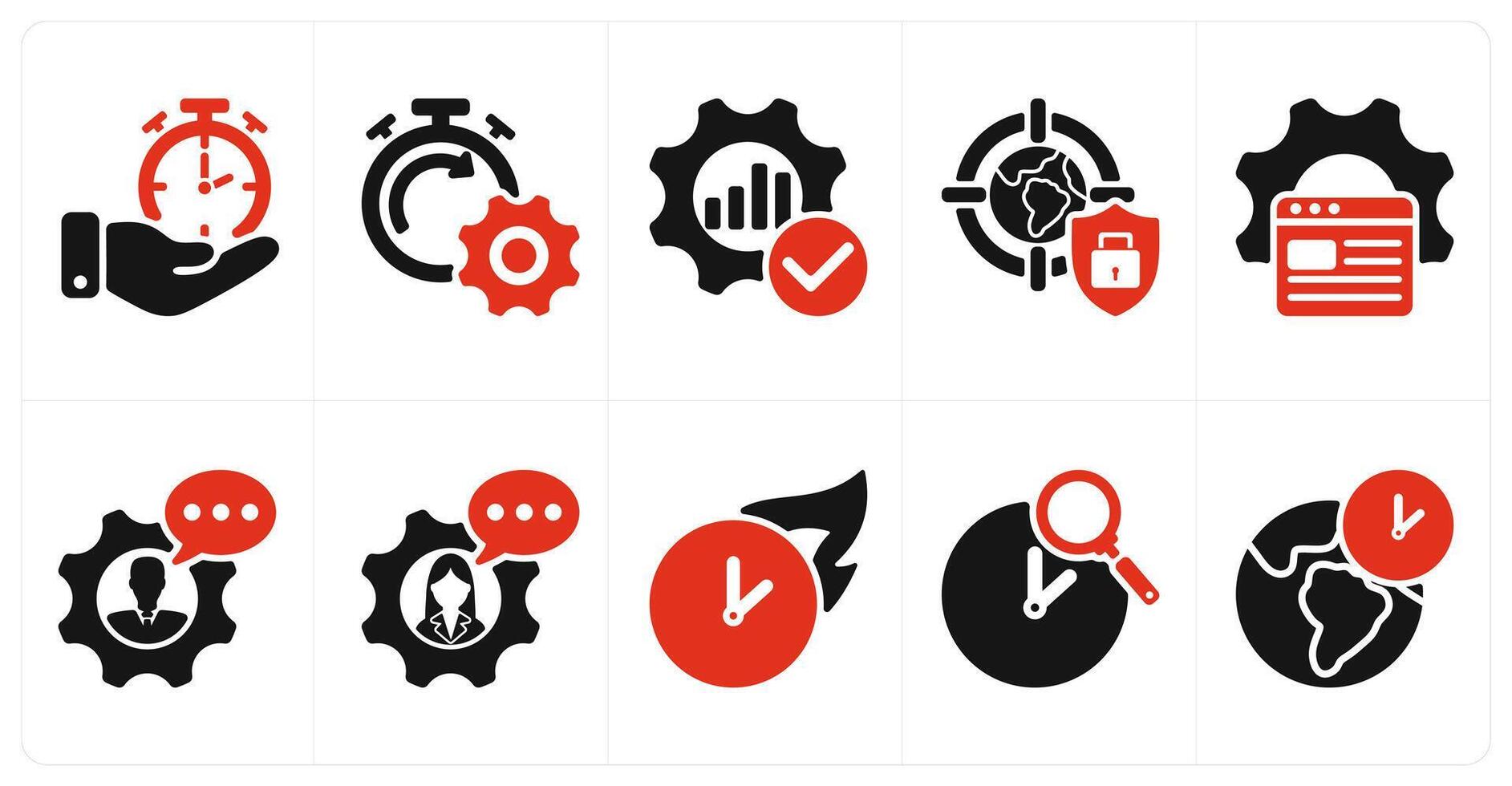 A set of 10 seo icons as time management, seo performance, optimization vector