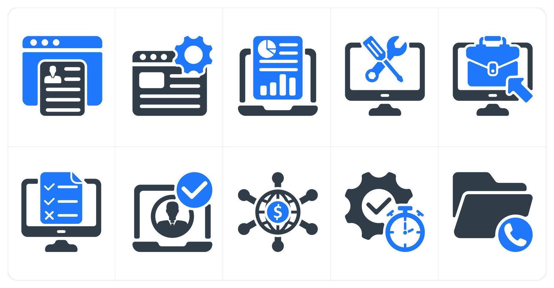 Set of 10 business icons as job apply, web service, online report vector