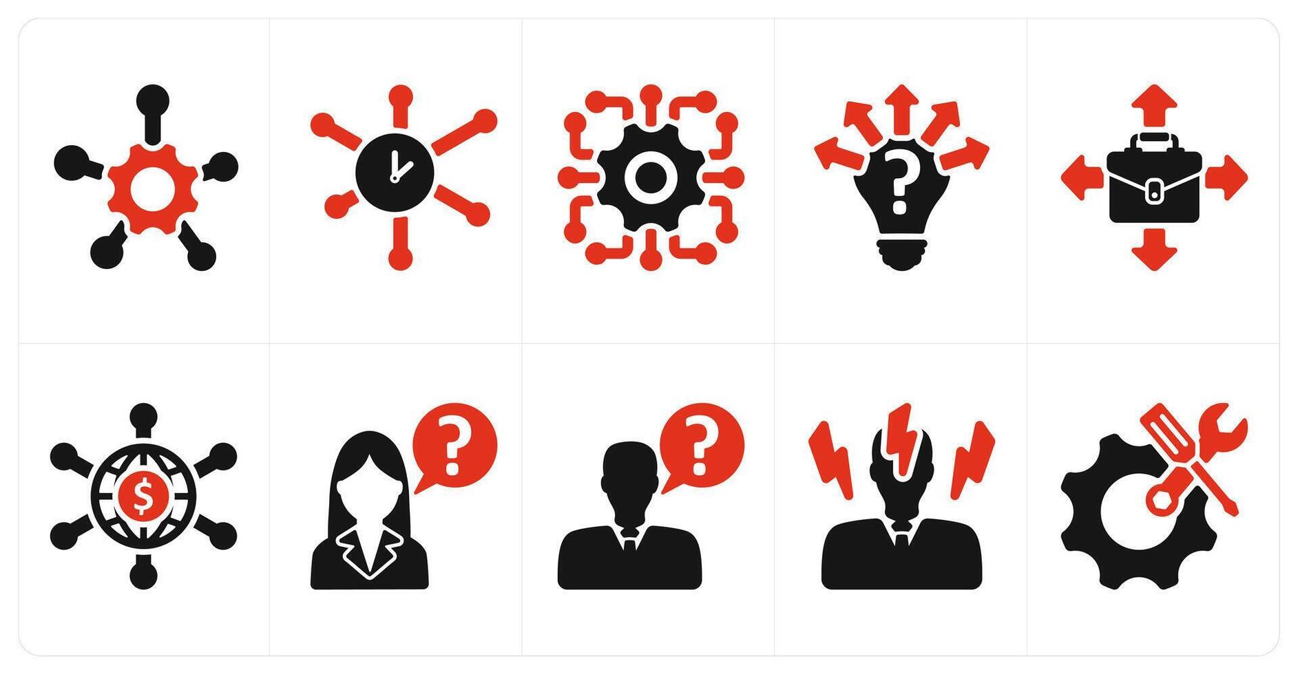A set of 10 business icons as service network, time network, uncertanity vector