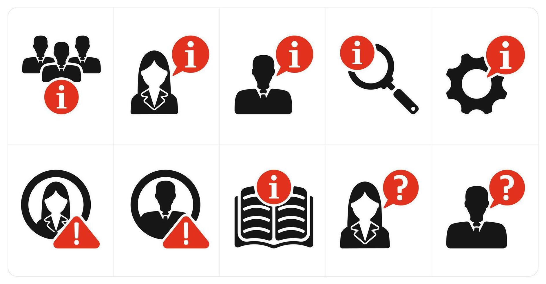 A set of 10 business icons as team information, business instruction, search info vector