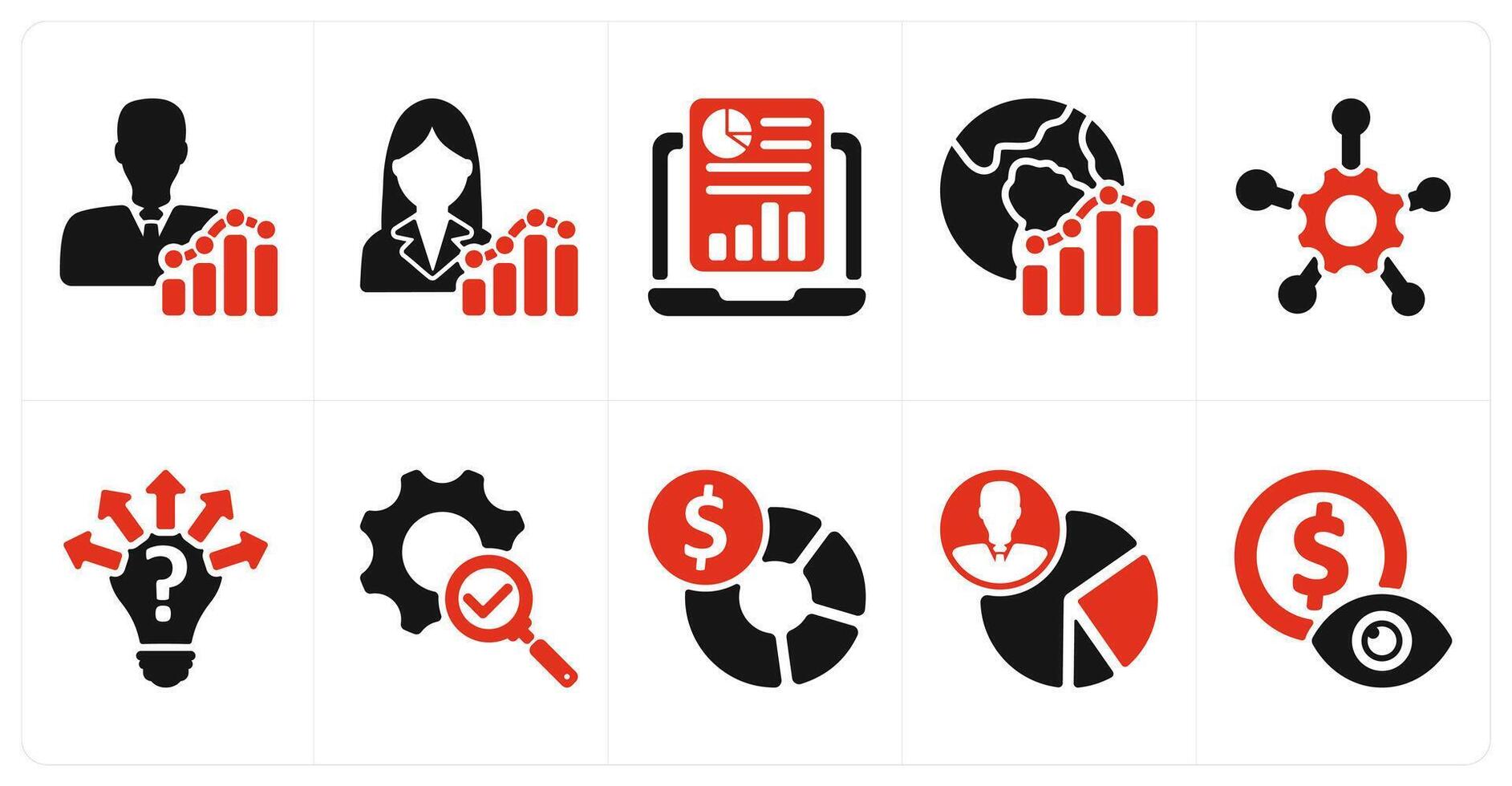 A set of 10 business icons as employee report, online report, global report vector