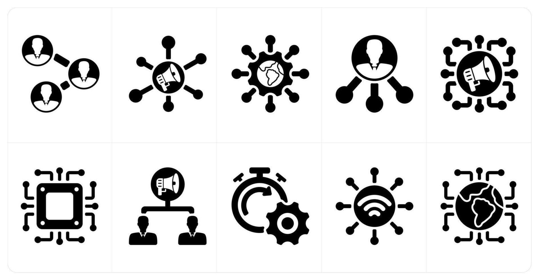 Ten seo icons as business connectivity, marketing network, global technology vector