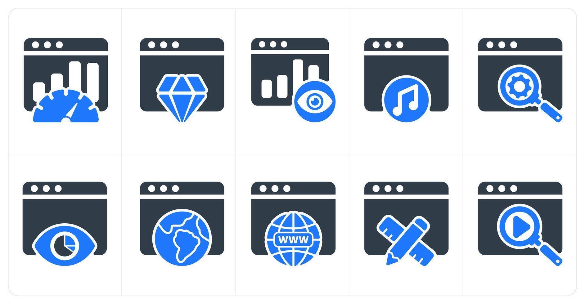 Set of 10 seo icons as seo performance, website reputation, page view vector