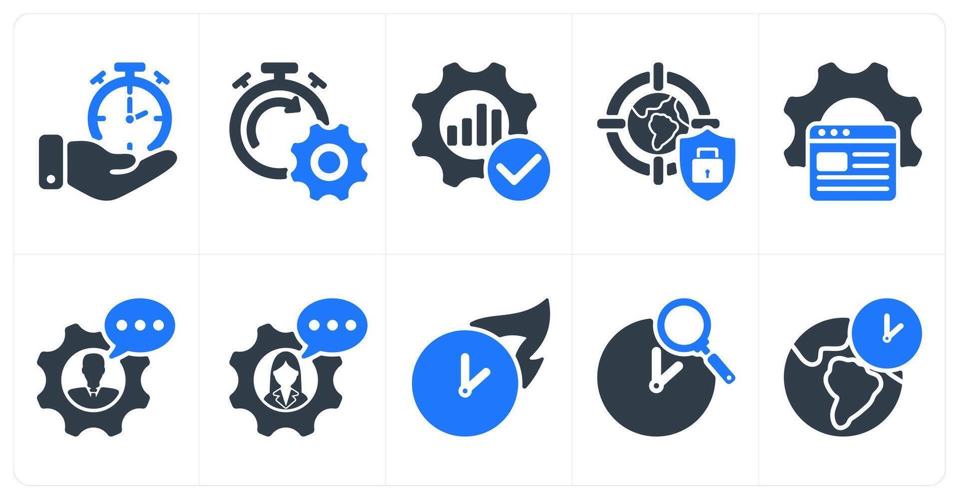 Set of 10 seo icons as time management, seo performance, optimization vector
