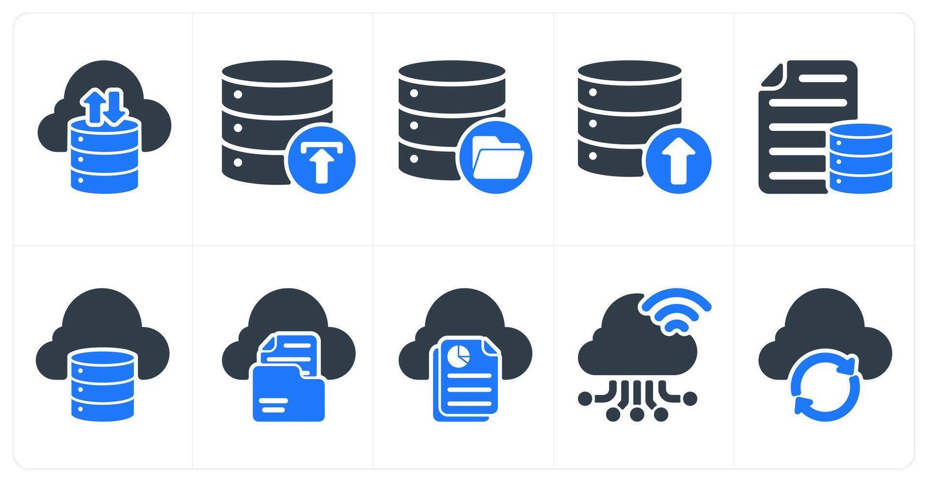 Set of 10 seo icons as cloud storage, backup, data storage vector