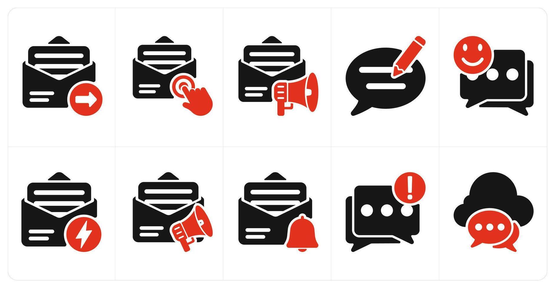 A set of 10 seo icons as email send, email subscription, email marketing vector