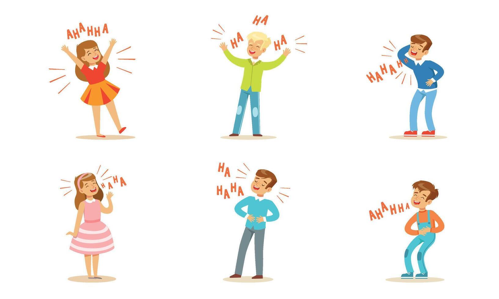 Boys and girls laugh out loud. illustration. vector
