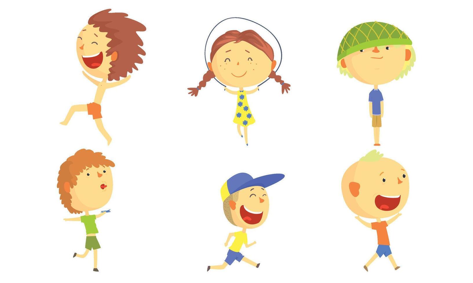 Children play and run on a summer vacation. illustration. vector