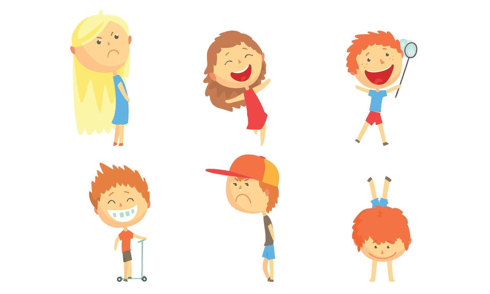 Children with big heads relax in the summer. illustration. vector