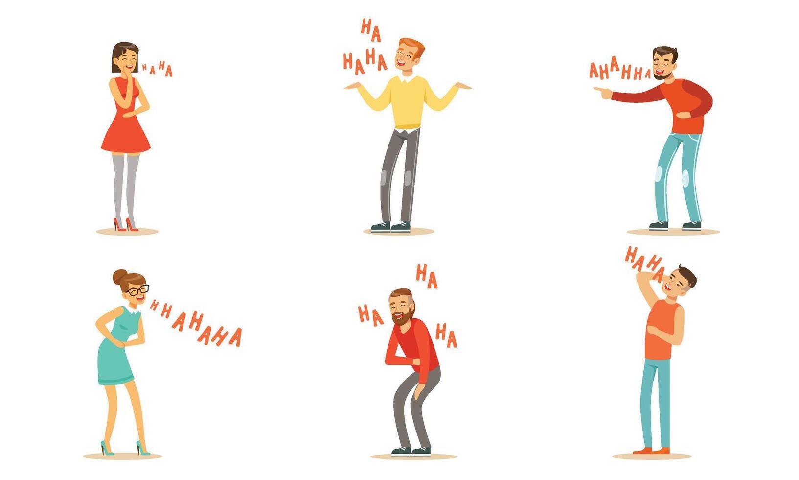 Teenagers boys and girls laugh. illustration. vector