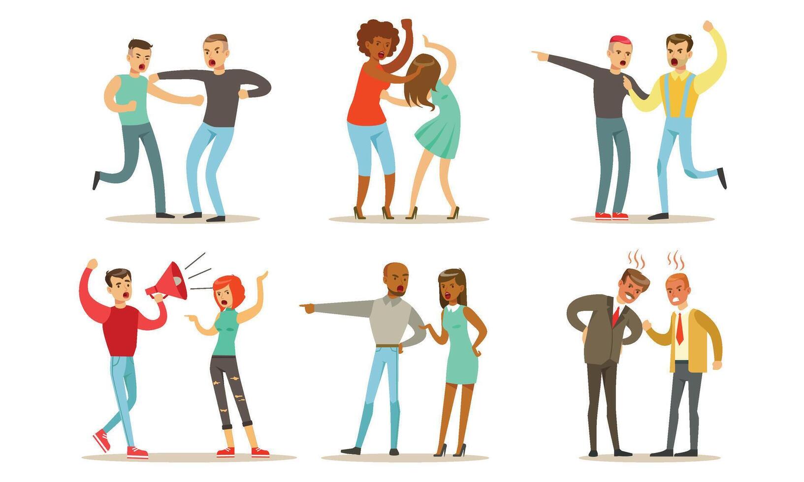 People fight and argue with each other. illustration. vector