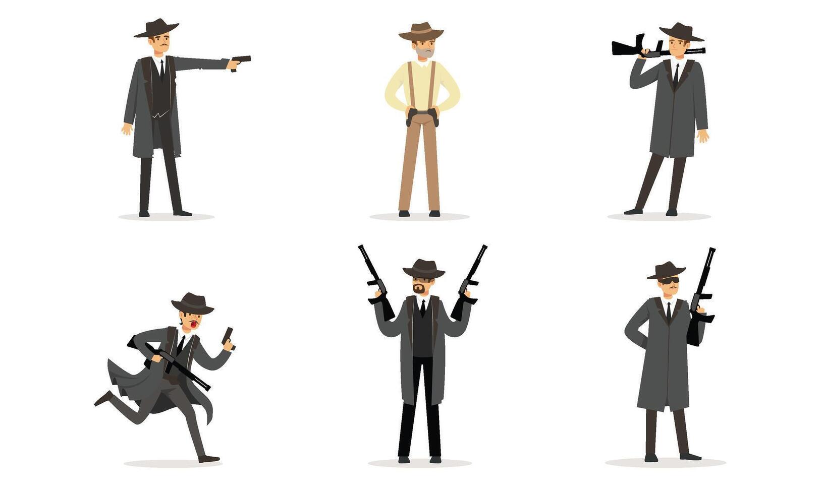 Men in suits of gangsters. illustration. vector