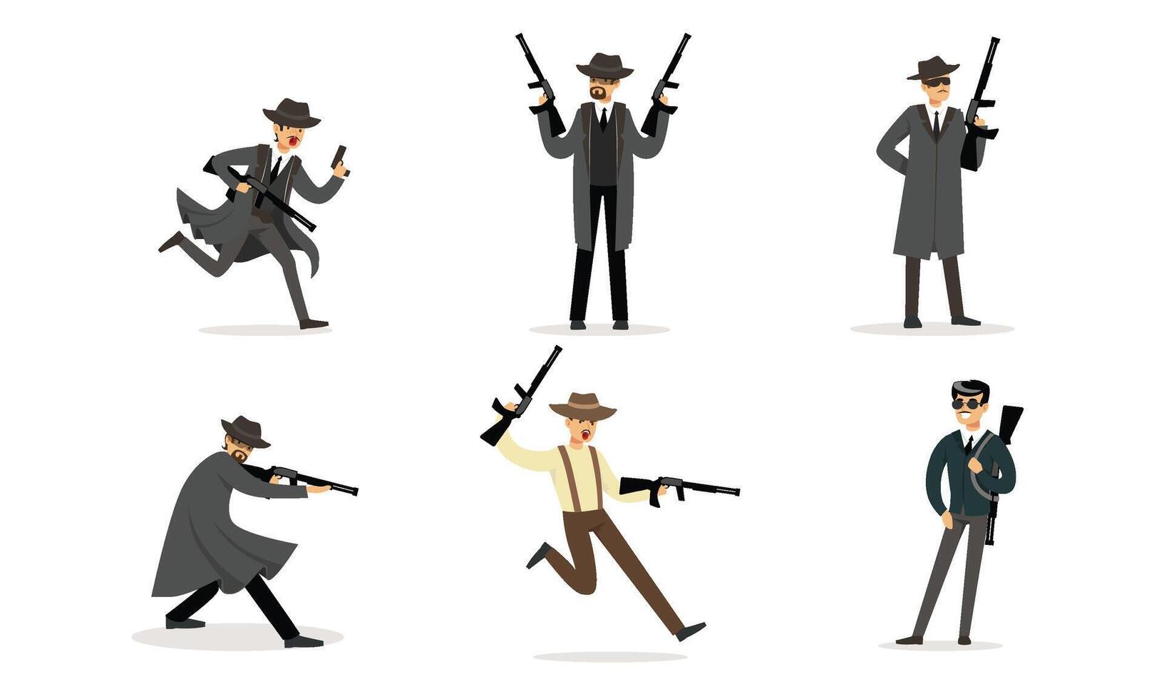 Gangsters with weapons in their hands. illustration. vector