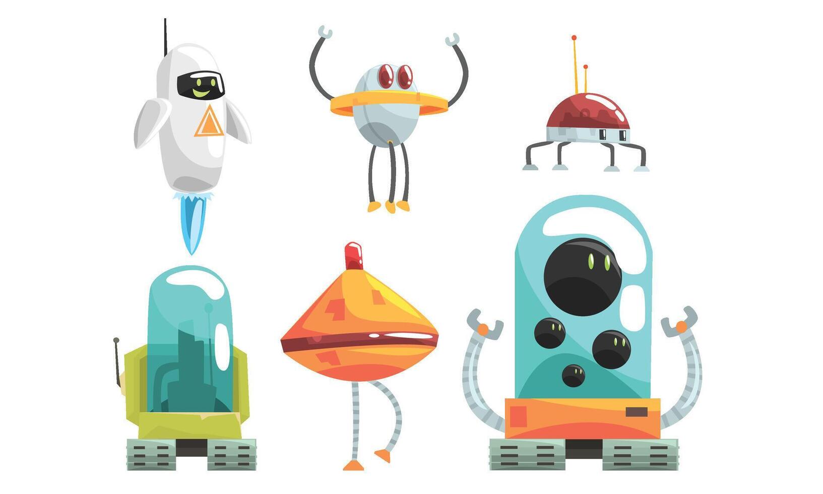 Unusual robots in the style of aliens. illustration. vector
