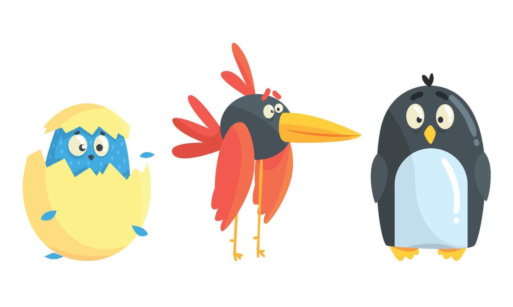 Cartoon birds and chicken. illustration on a white background. vector