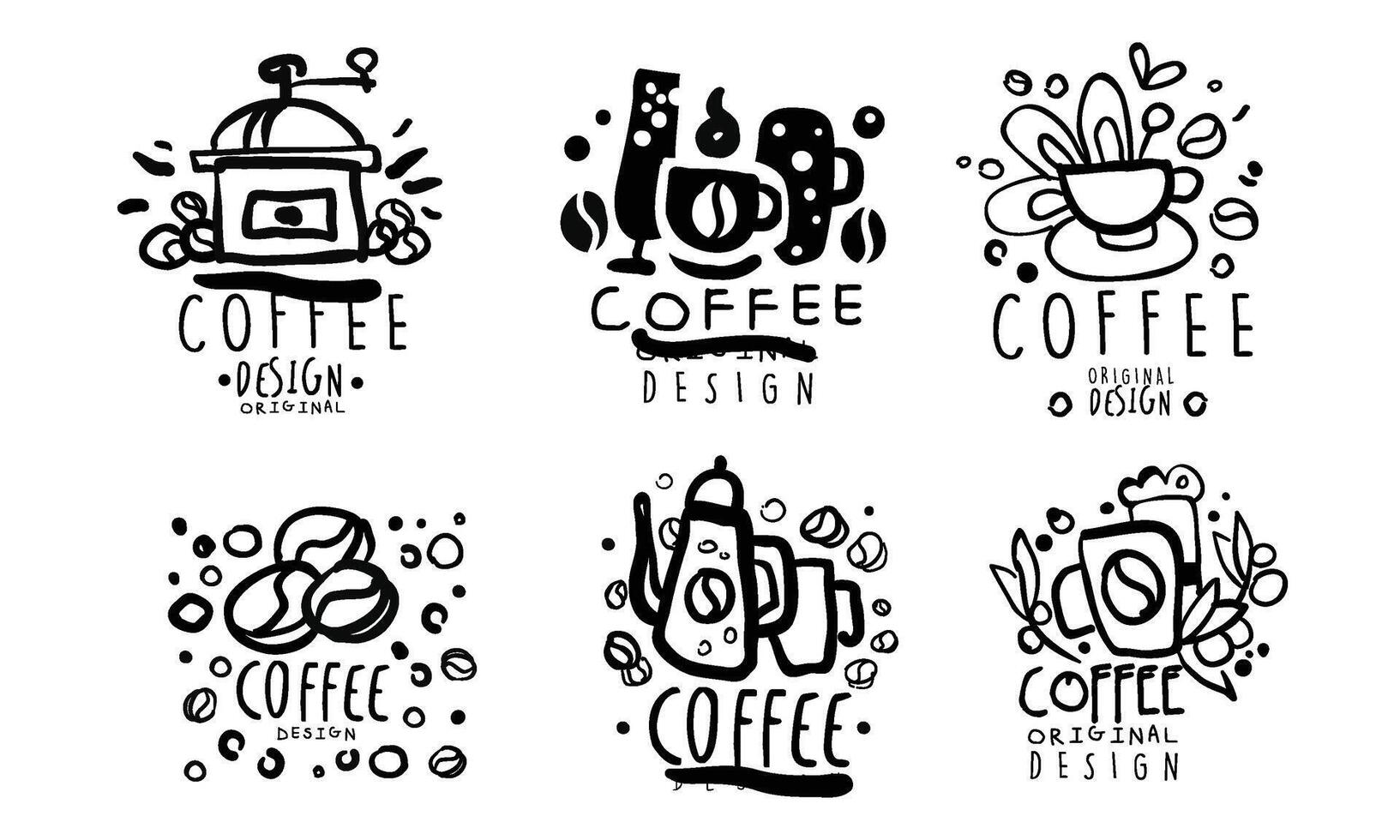 Set of minimalistic logos for a coffee shop. illustration. vector