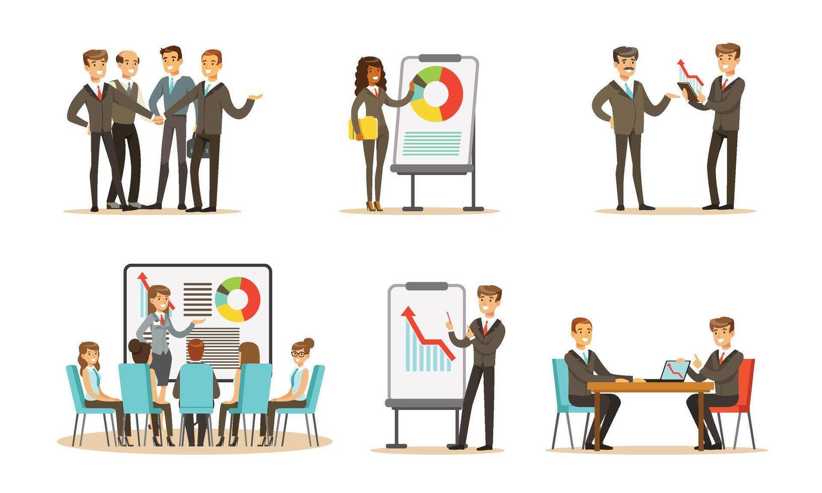 Managers at a meeting in the office. illustration. vector