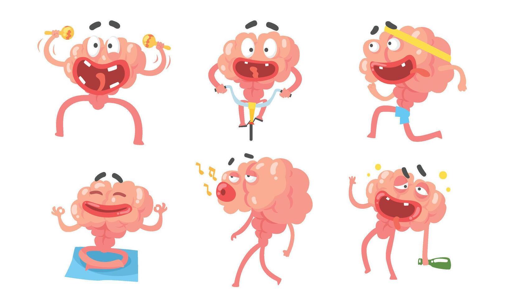 Humanized brain with a pumped up press. illustration. vector