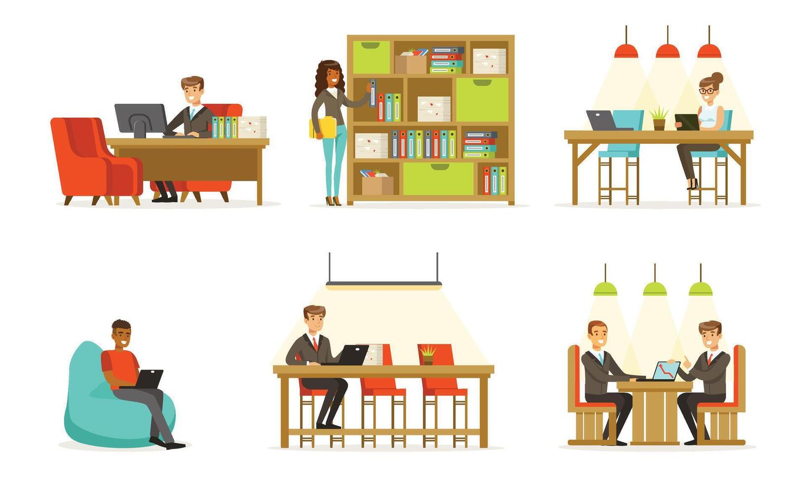Men and women work in the office. illustration. vector