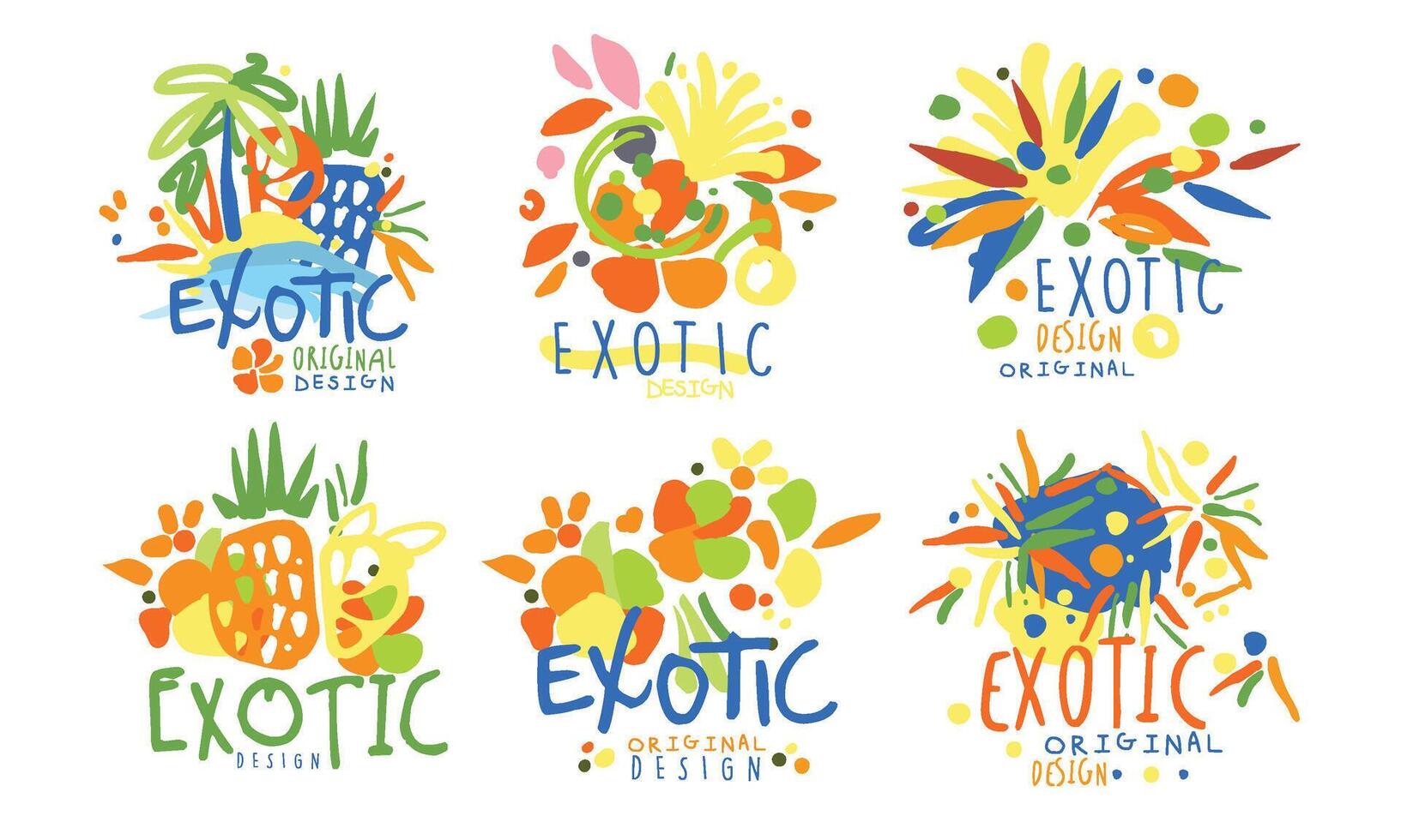 Set of logos for exotic countries. illustration. vector