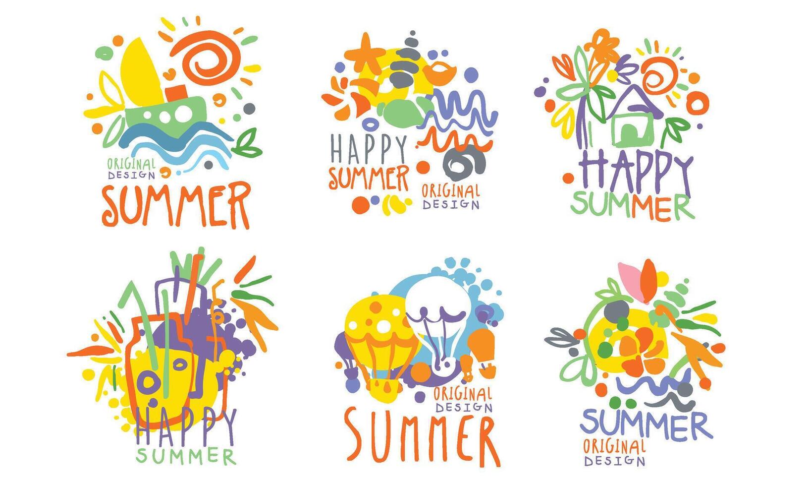 Minimalistic summer pictures with lettering. illustration. vector